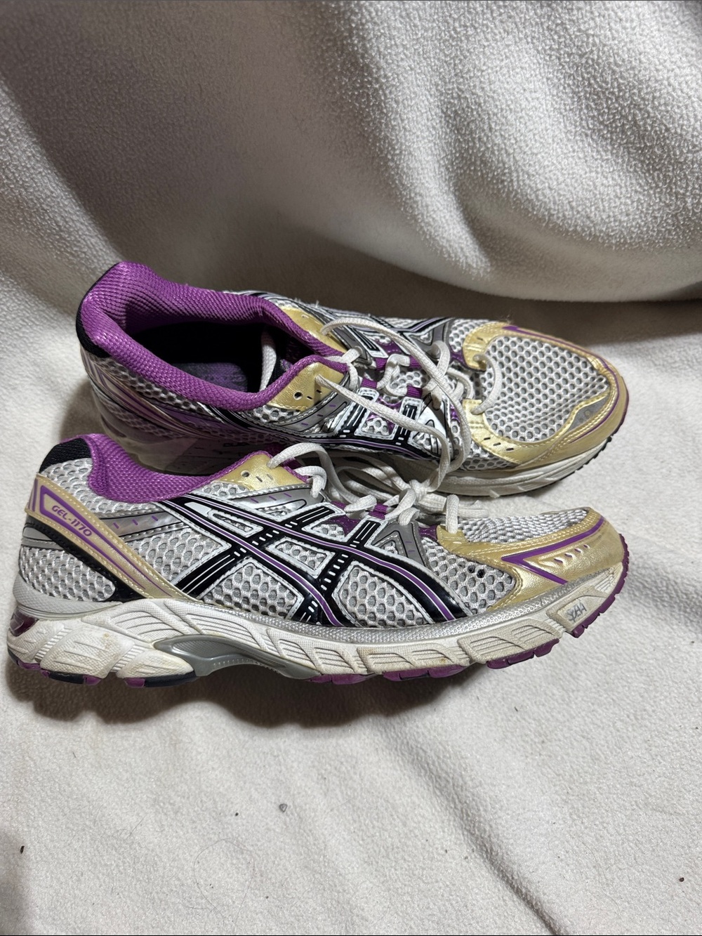 ASICS Women's White, Purple and Gold Running Sneakers
